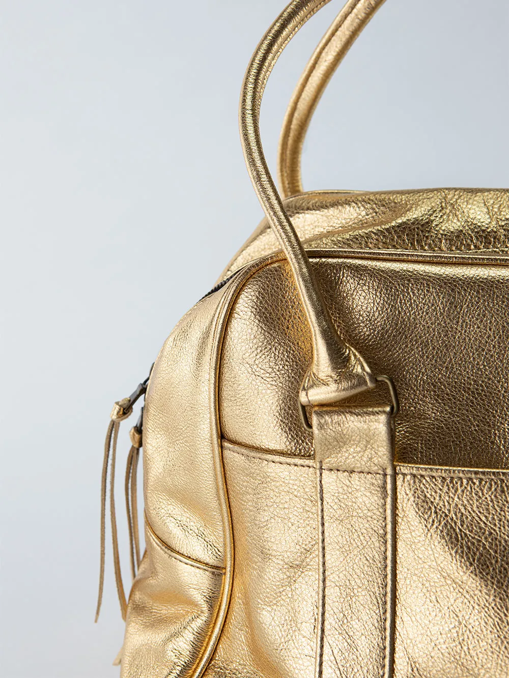 Egon Leather Weekender in Gold