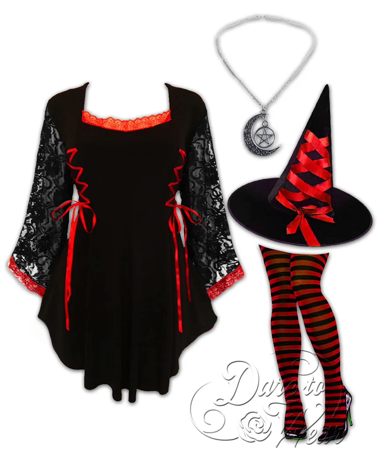 Enchantress Witch Costume with Anastasia Top, Scarlet