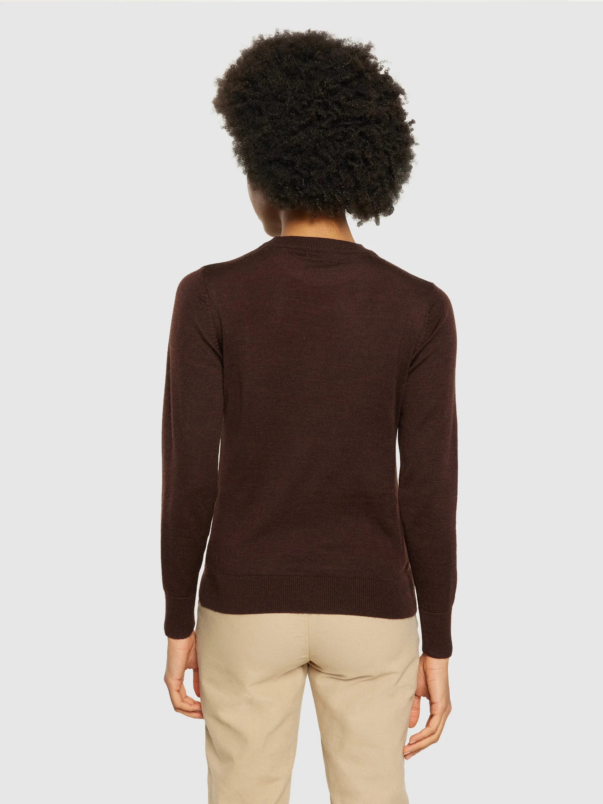 Fine merino crew neck - RWS - Demitasse (brown)