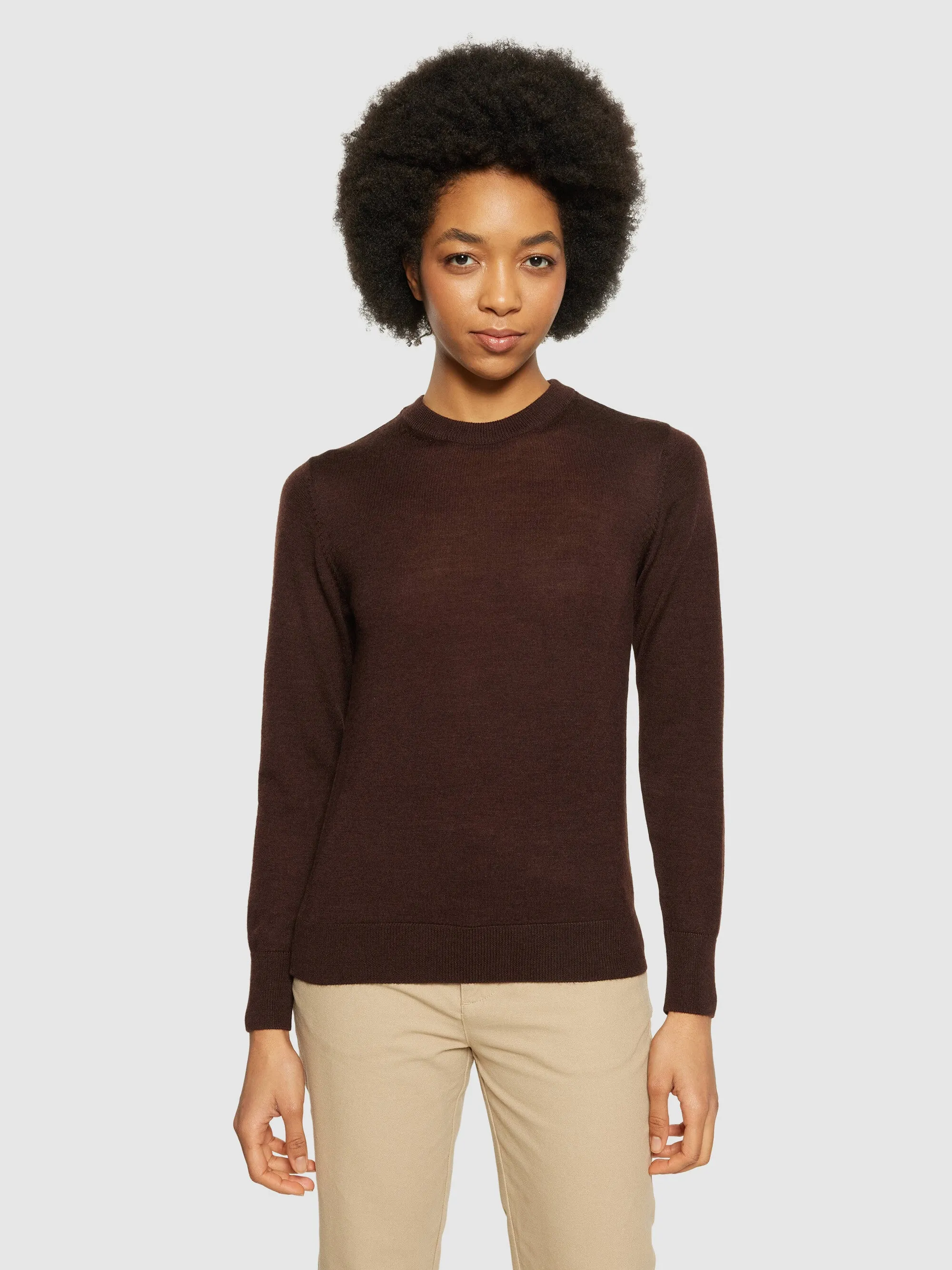 Fine merino crew neck - RWS - Demitasse (brown)