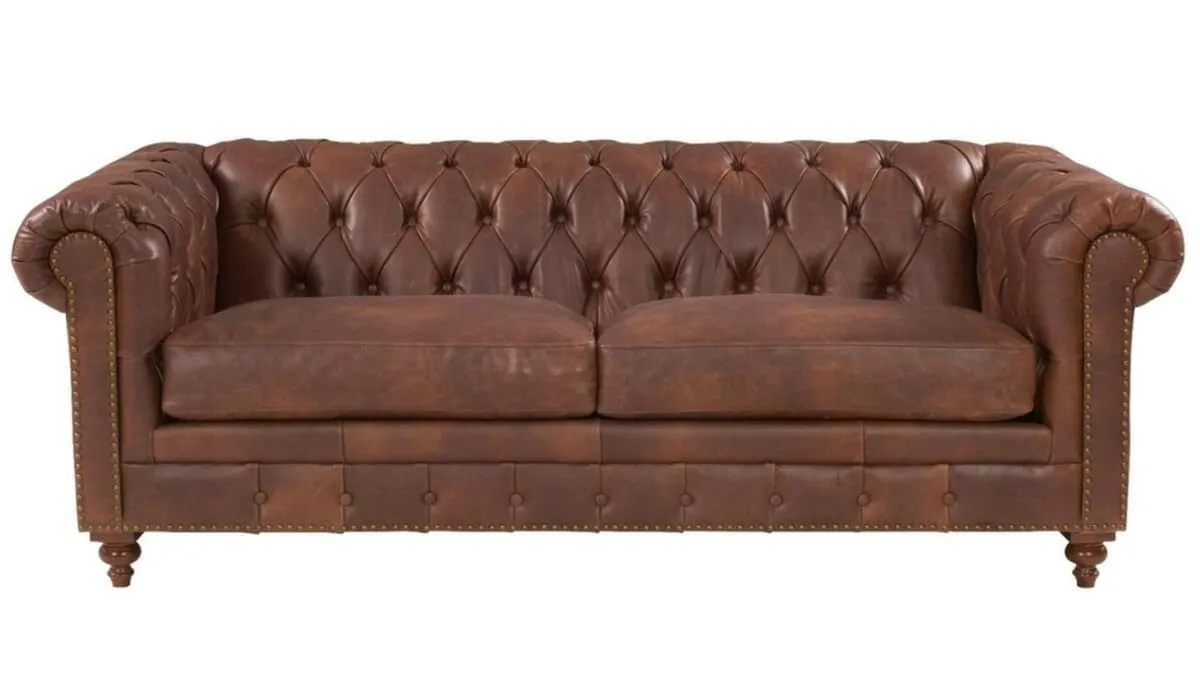 Genuine  Leather Twin colour Chesterfield  3 Seater Sofa