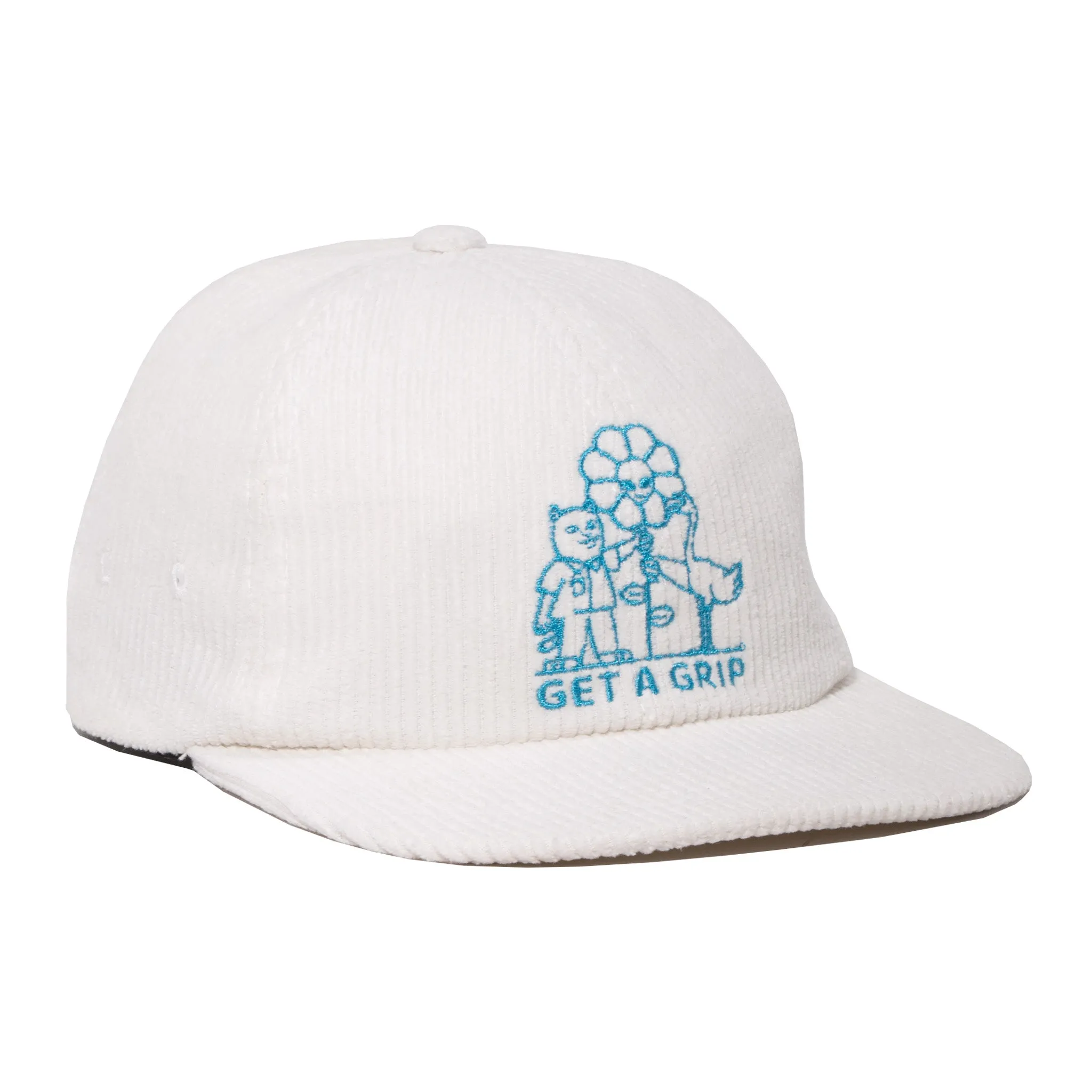 Get A Grip 6 Panel Corduroy Strapback (White)