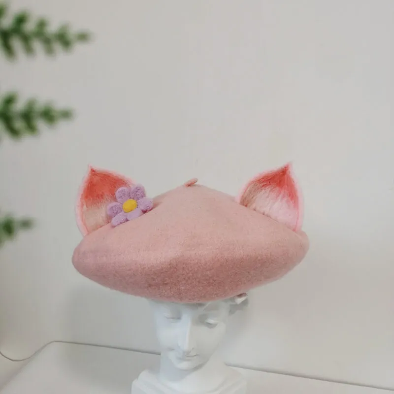 HANDMADE CUTE LOVELY Fox ear Wool Beret HAT BY9002