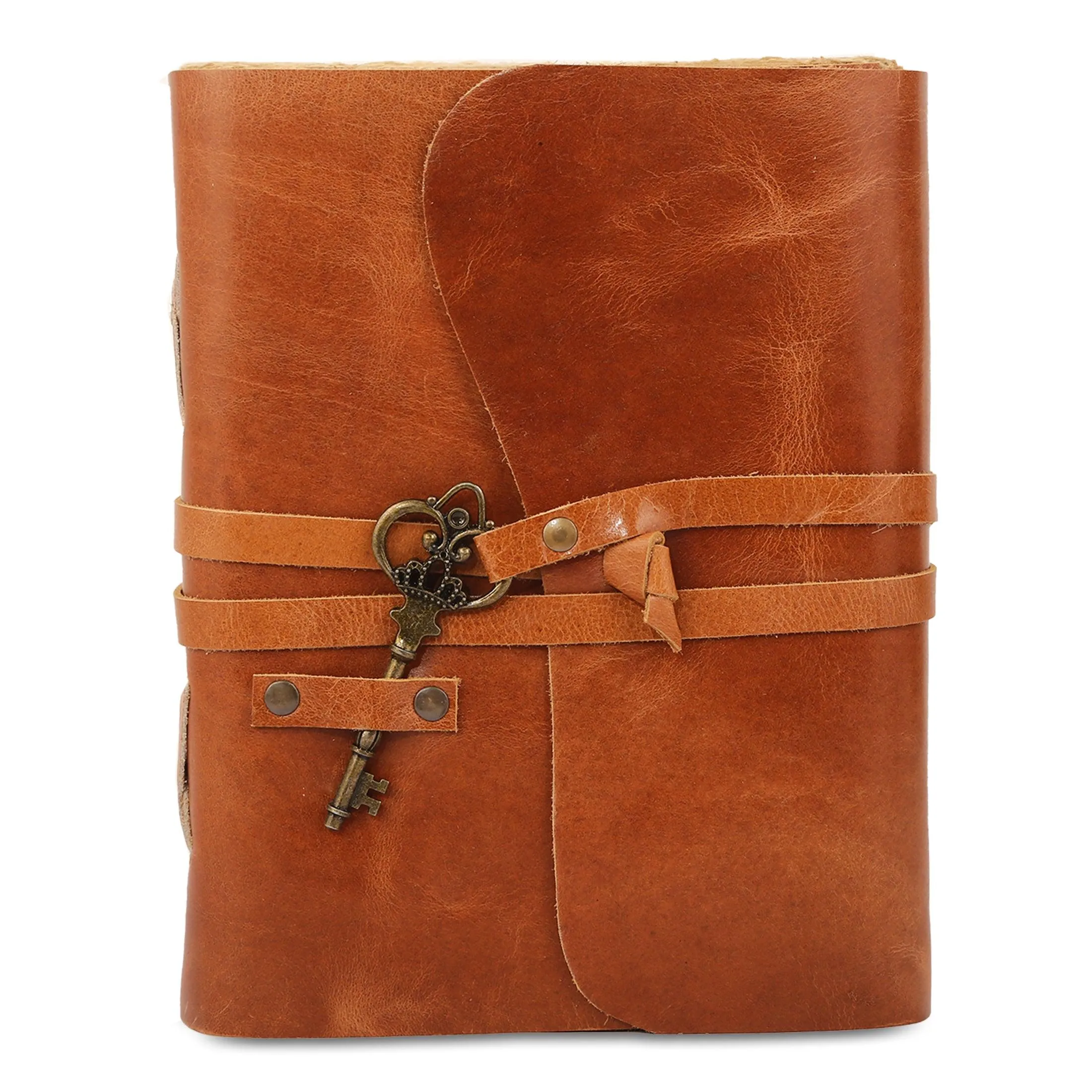 Handmade Leather Journal with Lined Deckle Edge Paper – 8x6 Inch Vintage Writing Notebook Diary with Key for Men & Women, Ideal Gift for Artists & Writers