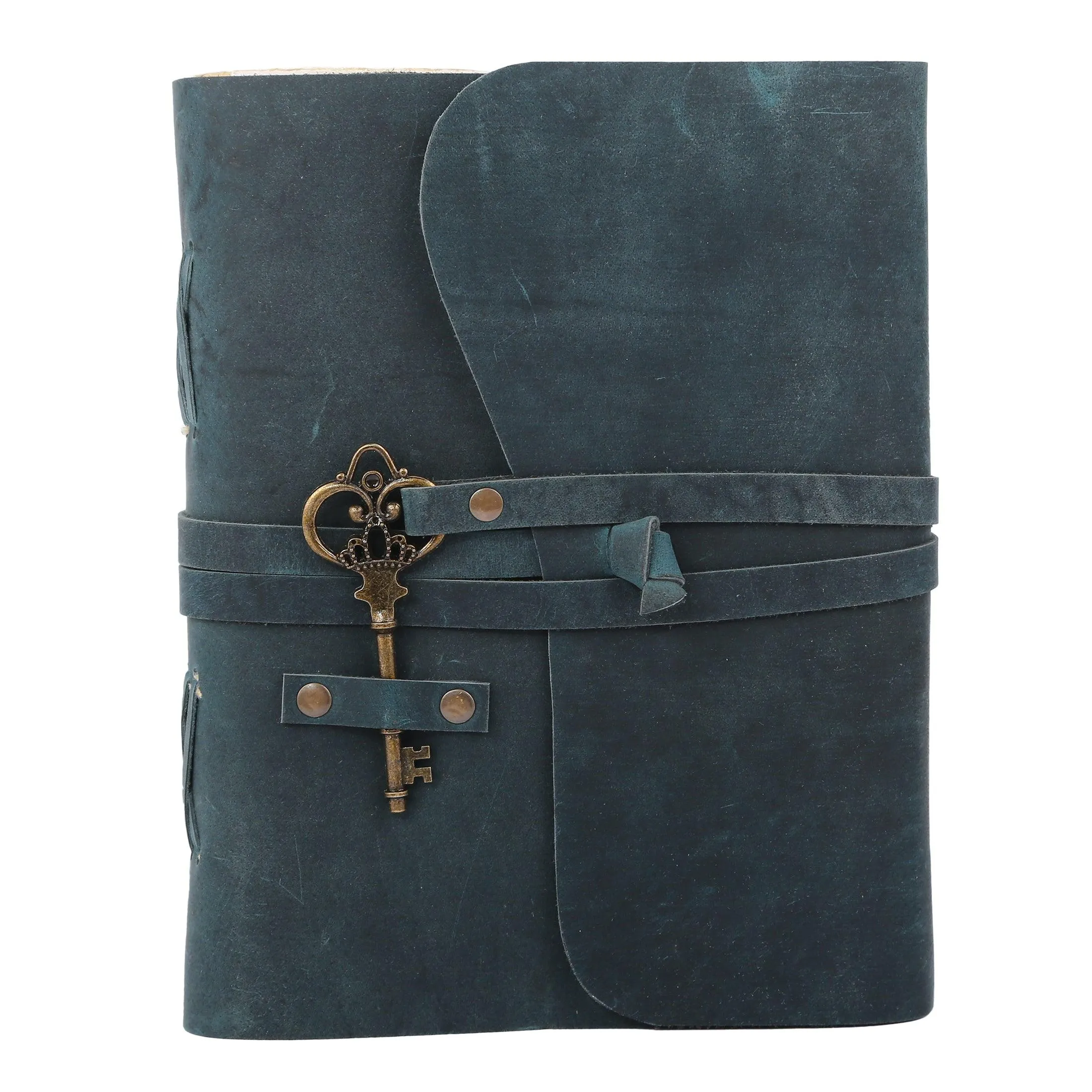 Handmade Leather Journal with Lined Deckle Edge Paper – 8x6 Inch Vintage Writing Notebook Diary with Key for Men & Women, Ideal Gift for Artists & Writers