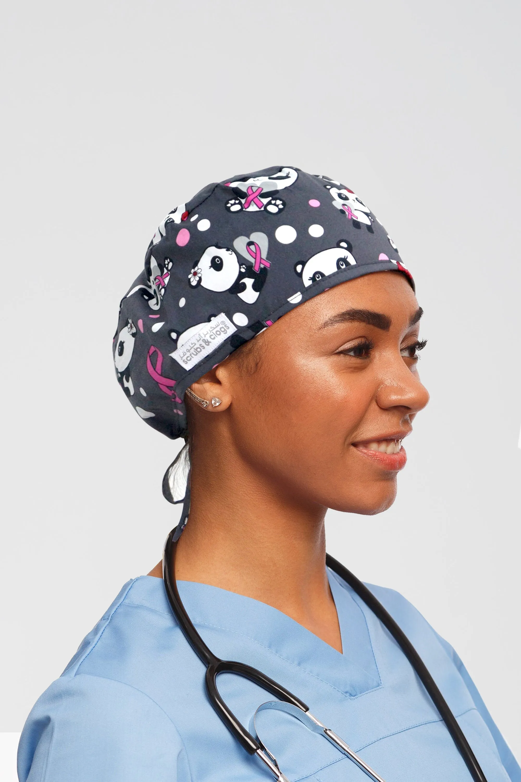 Hope to Cure Panda Printed Scrub Hat