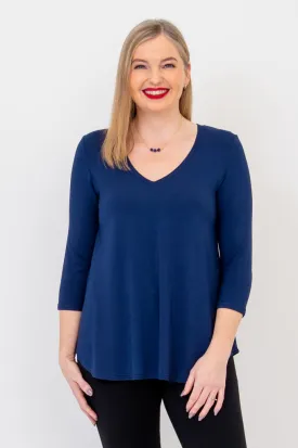 Jackie 3/4 Sleeve, Indigo, Bamboo