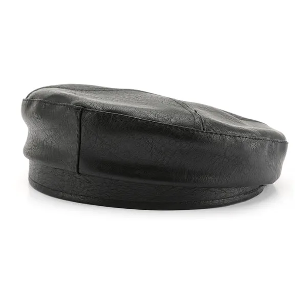 Japanese Style Black Solid Leather Beret Hat 日系黑色純色皮質貝雷帽 KCHT2421