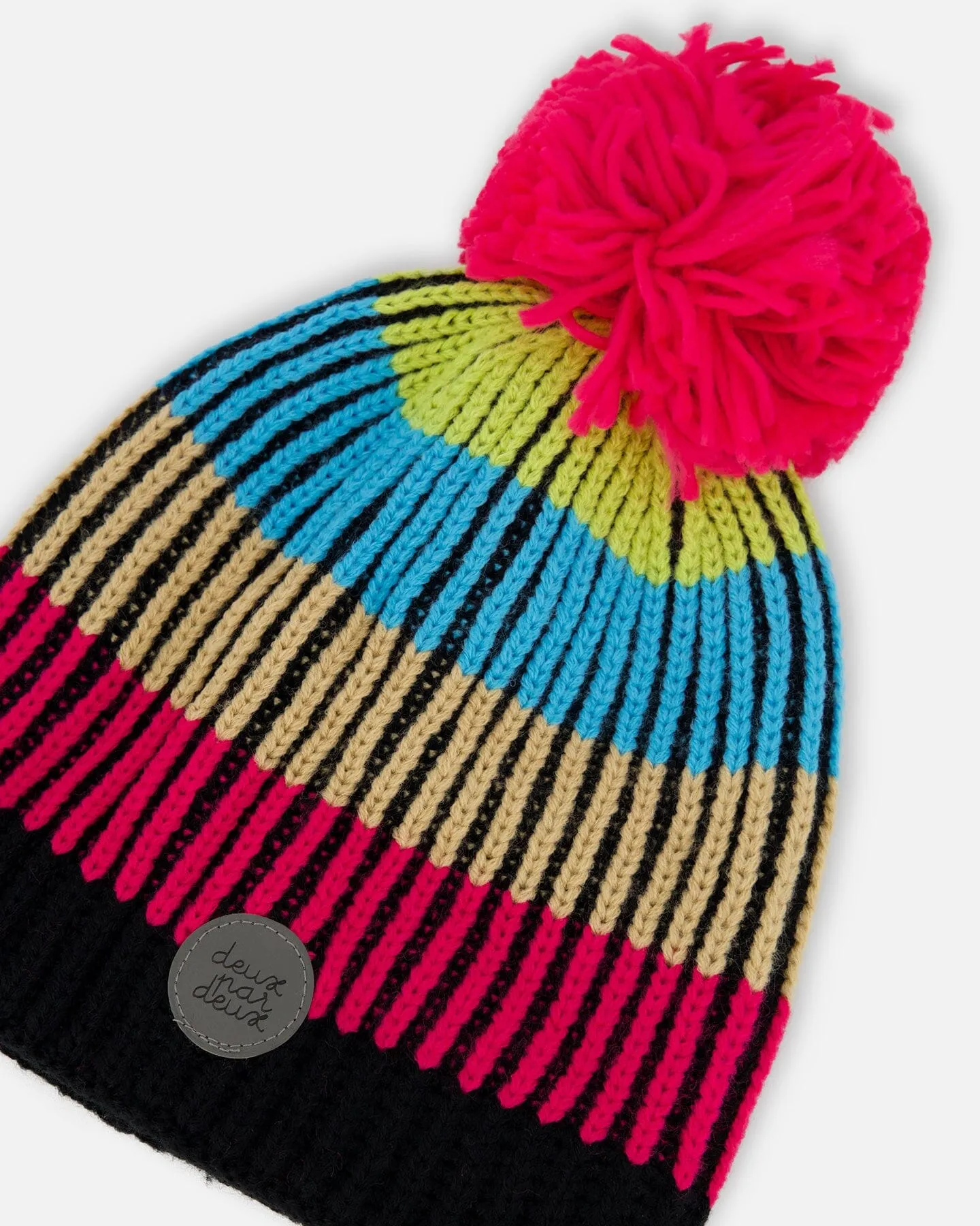 Knitted Winter Hat In Black & Multicolor