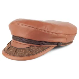 Leather Greek Fisherman Cap - Light Brown