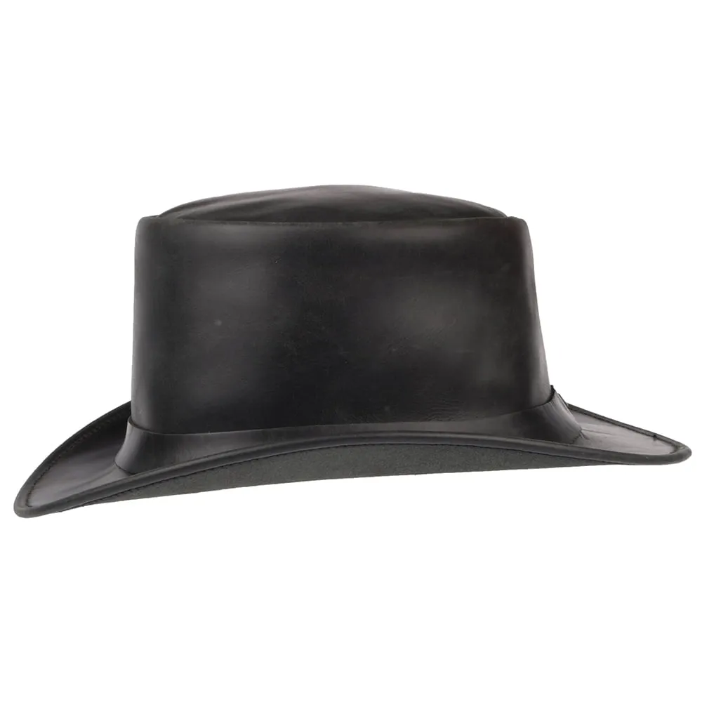 Leather Top Hat - Black