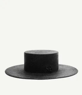 Logo-Embellished Straw Canotier Hat