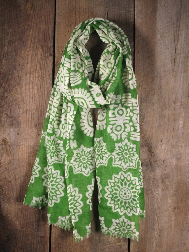 Medallion Print Lightweight 100% Wool Scarf - 8 Colors!