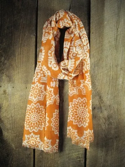 Medallion Print Lightweight 100% Wool Scarf - 8 Colors!