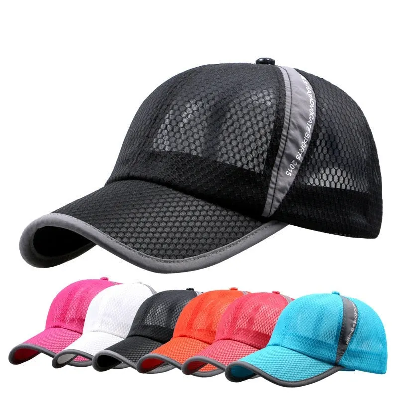 Men Women Quick-dry Sports Baseball Cap Snapback Sunhat Mesh Patchwork Outdoor Hiking Running Hip Hop Baseball Hats Casquette