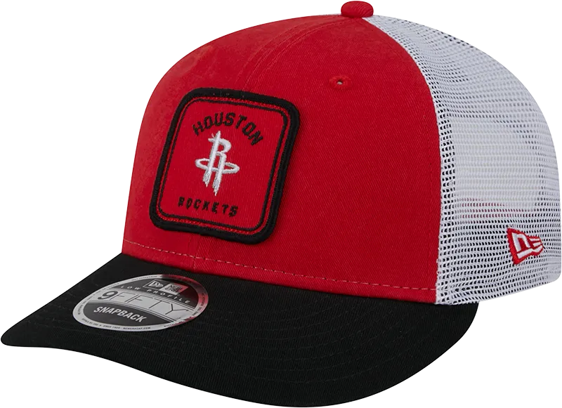 Men's Houston Rockets New Era 9FIFTY Square Patch Trucker Adjustable Cap