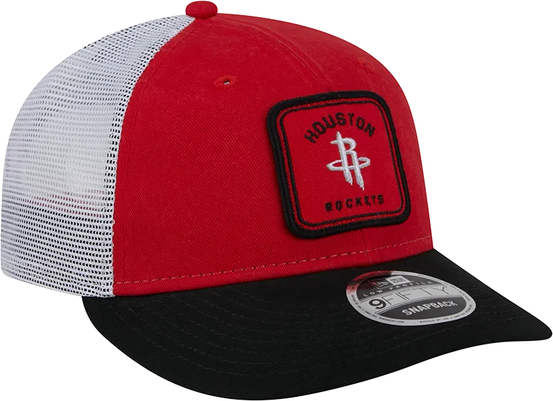 Men's Houston Rockets New Era 9FIFTY Square Patch Trucker Adjustable Cap