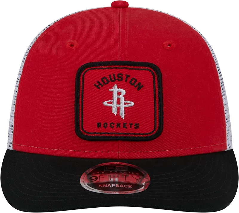 Men's Houston Rockets New Era 9FIFTY Square Patch Trucker Adjustable Cap