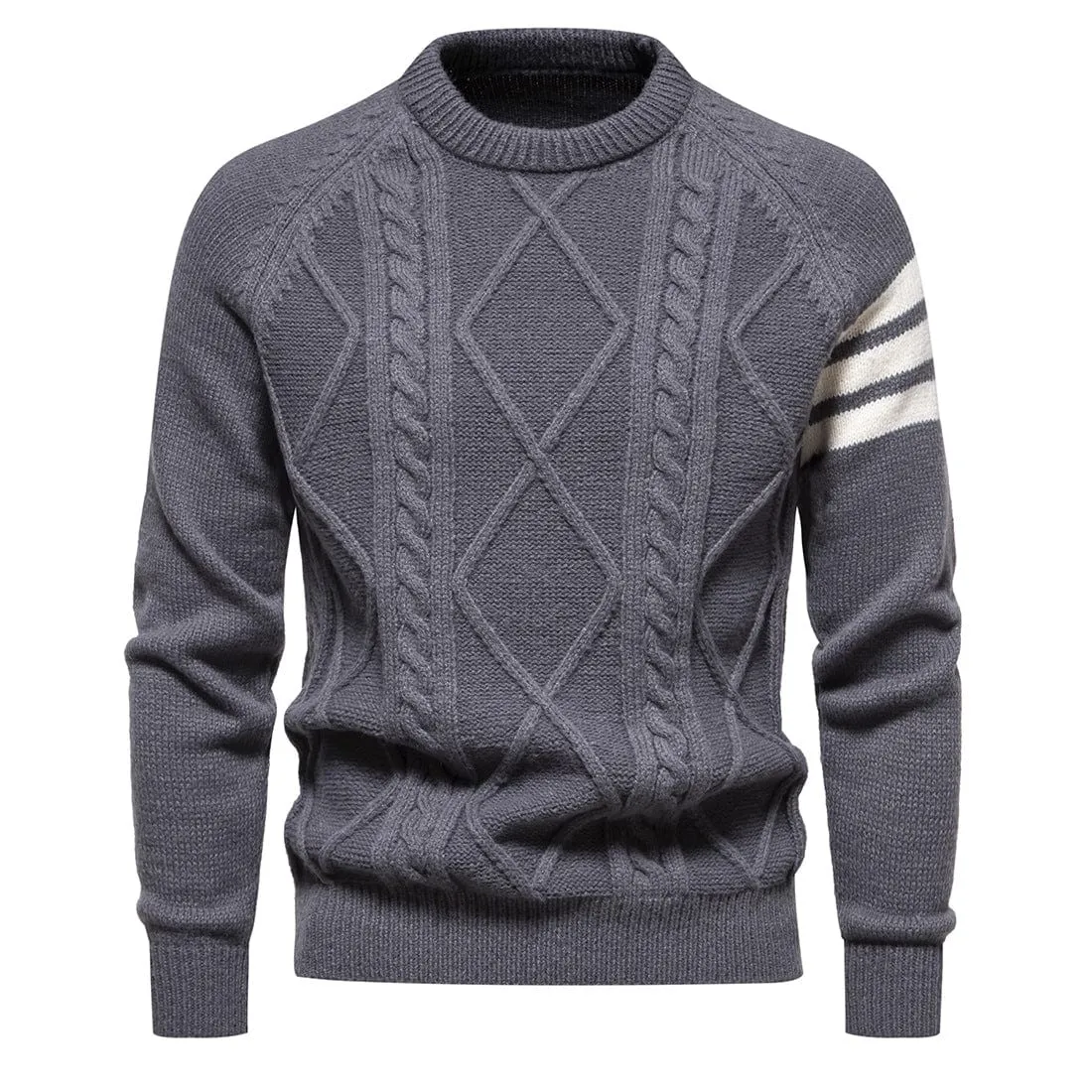 Men's Punk Contrast Color Diamond Knitted Sweater