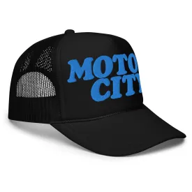 Motor City Foam Trucker Hat - Black - Embroidered with Blue