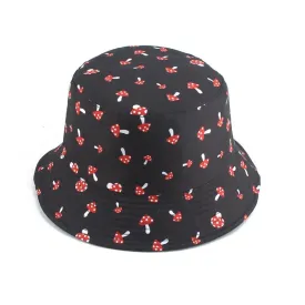 Mushroom Printed Foldable Bucket Hat Beach Sun Hats Streetwear Hat