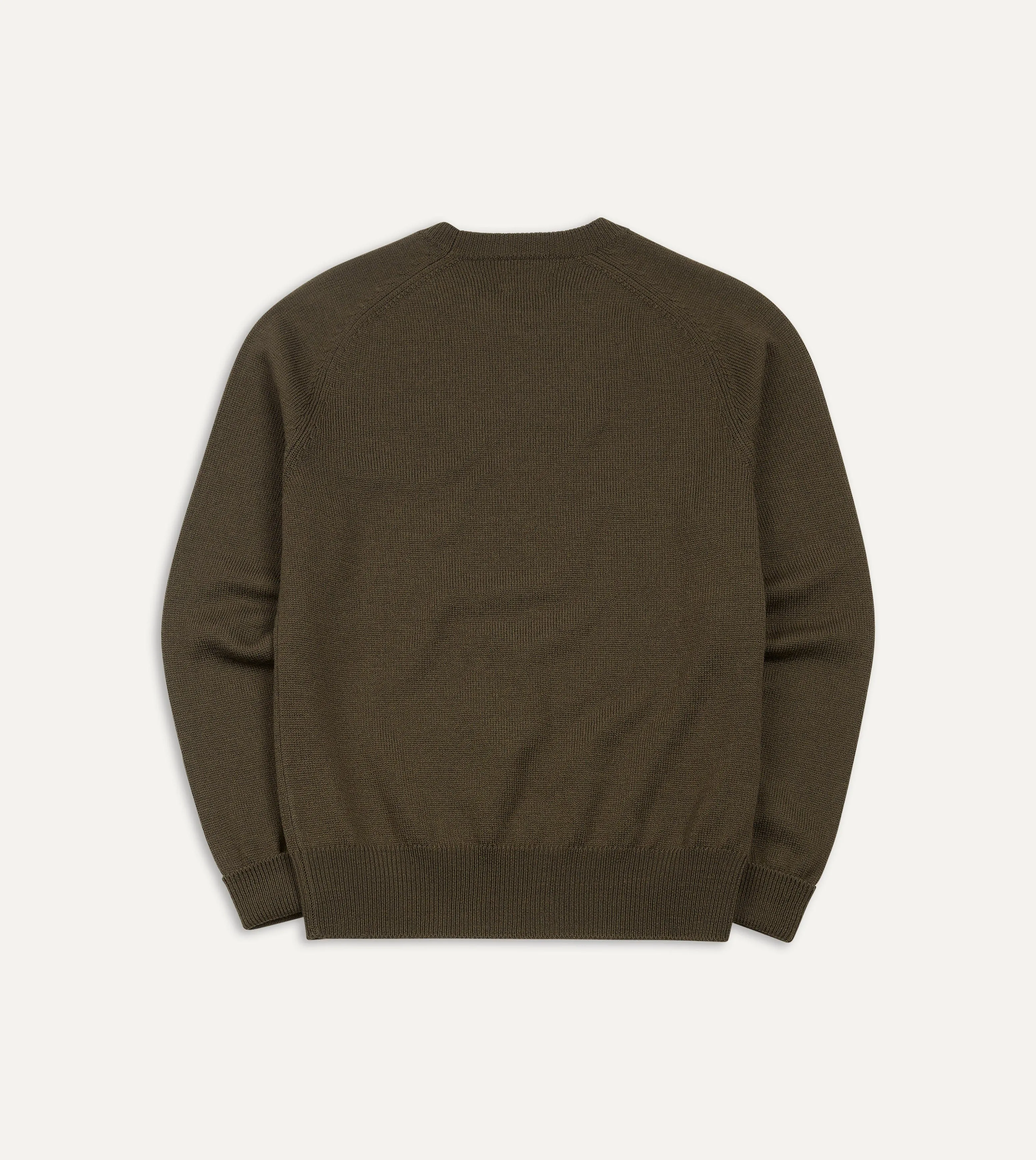 Olive Green Merino Crew Neck Jumper