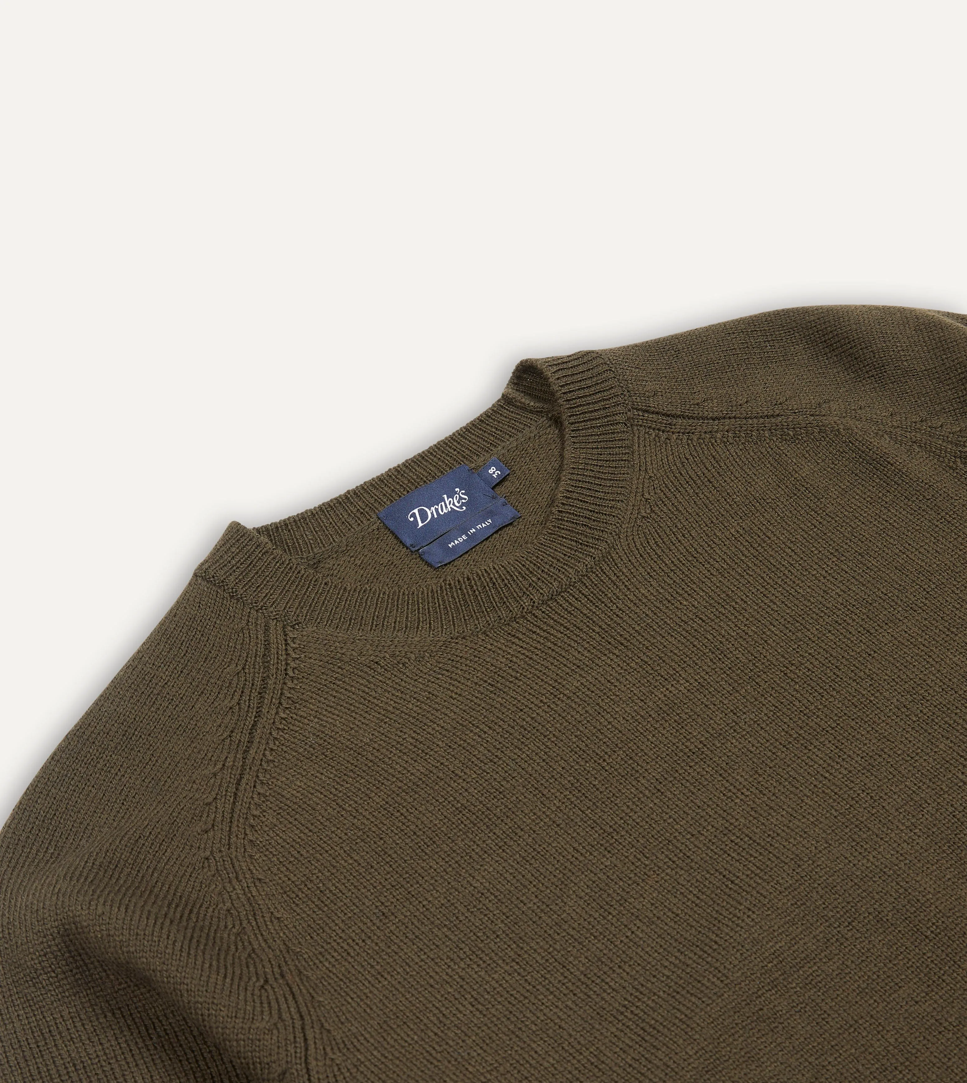 Olive Green Merino Crew Neck Jumper