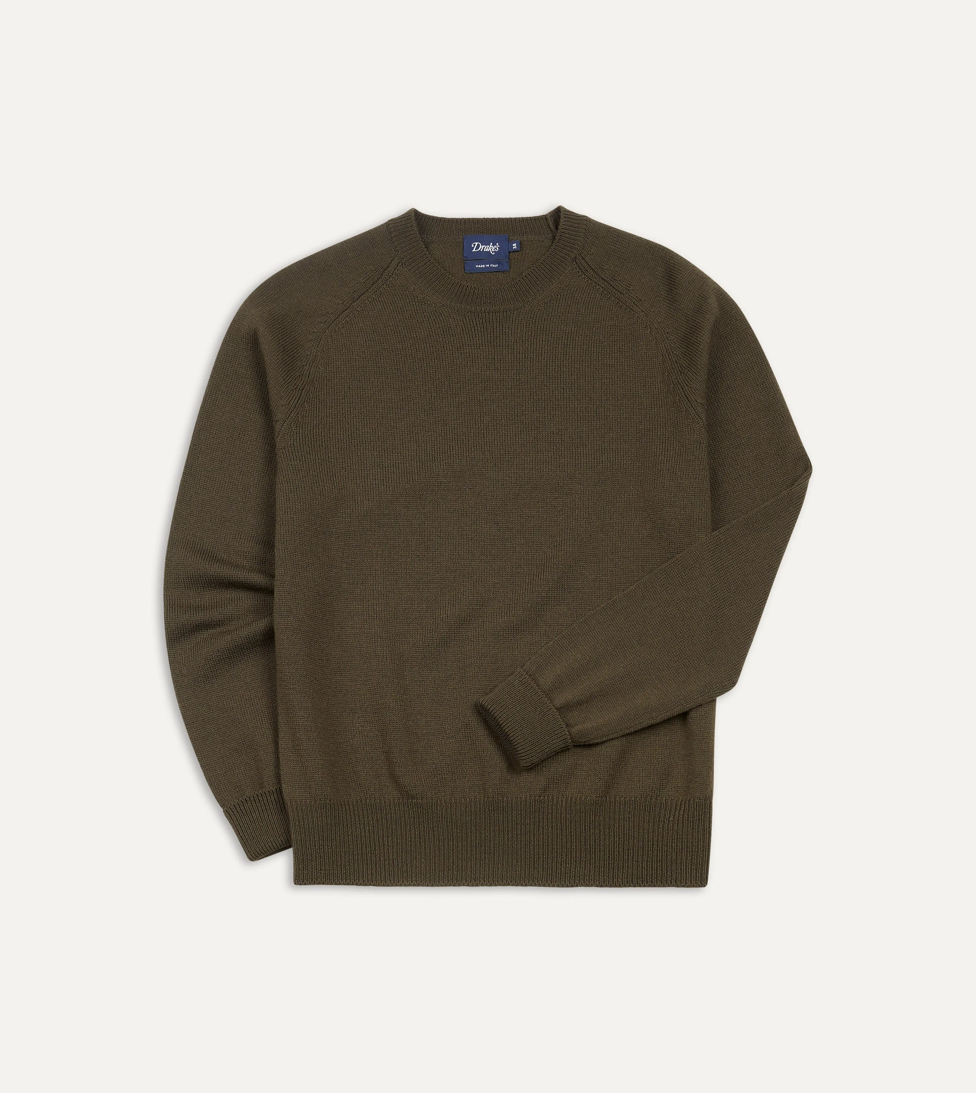 Olive Green Merino Crew Neck Jumper