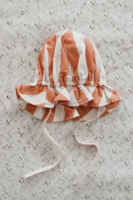 Peach Stripe Frill Sun Hat