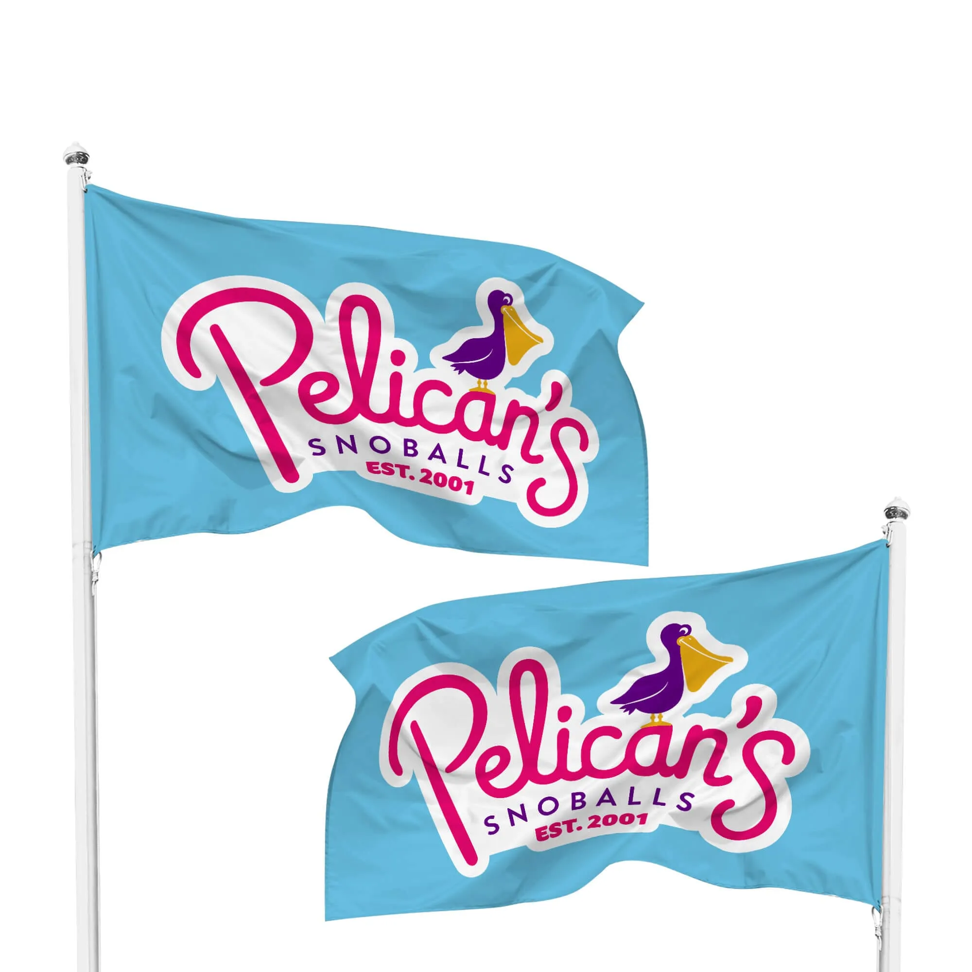 Pelican's Snoballs Pole Flag - 3ft X 5ft