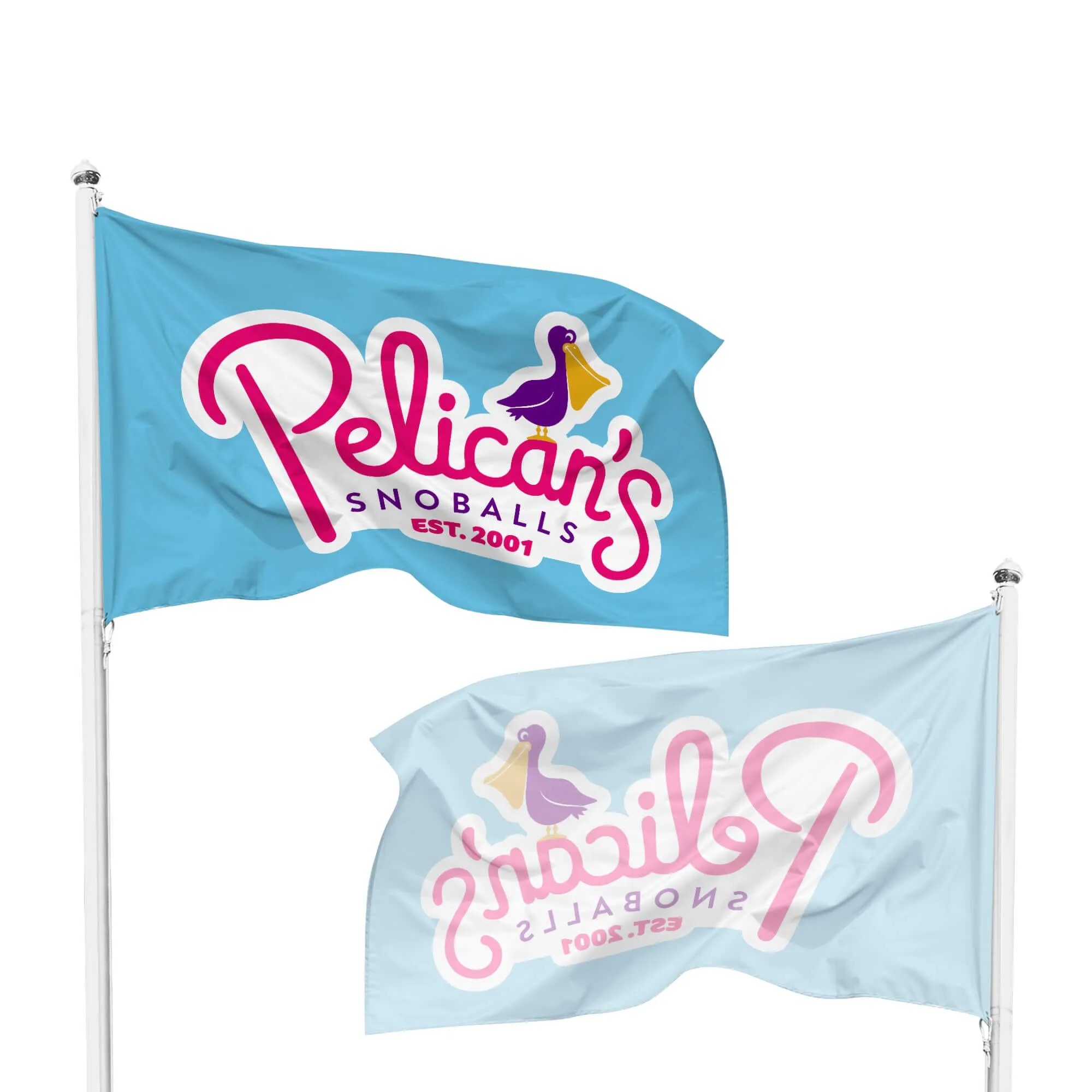 Pelican's Snoballs Pole Flag - 3ft X 5ft