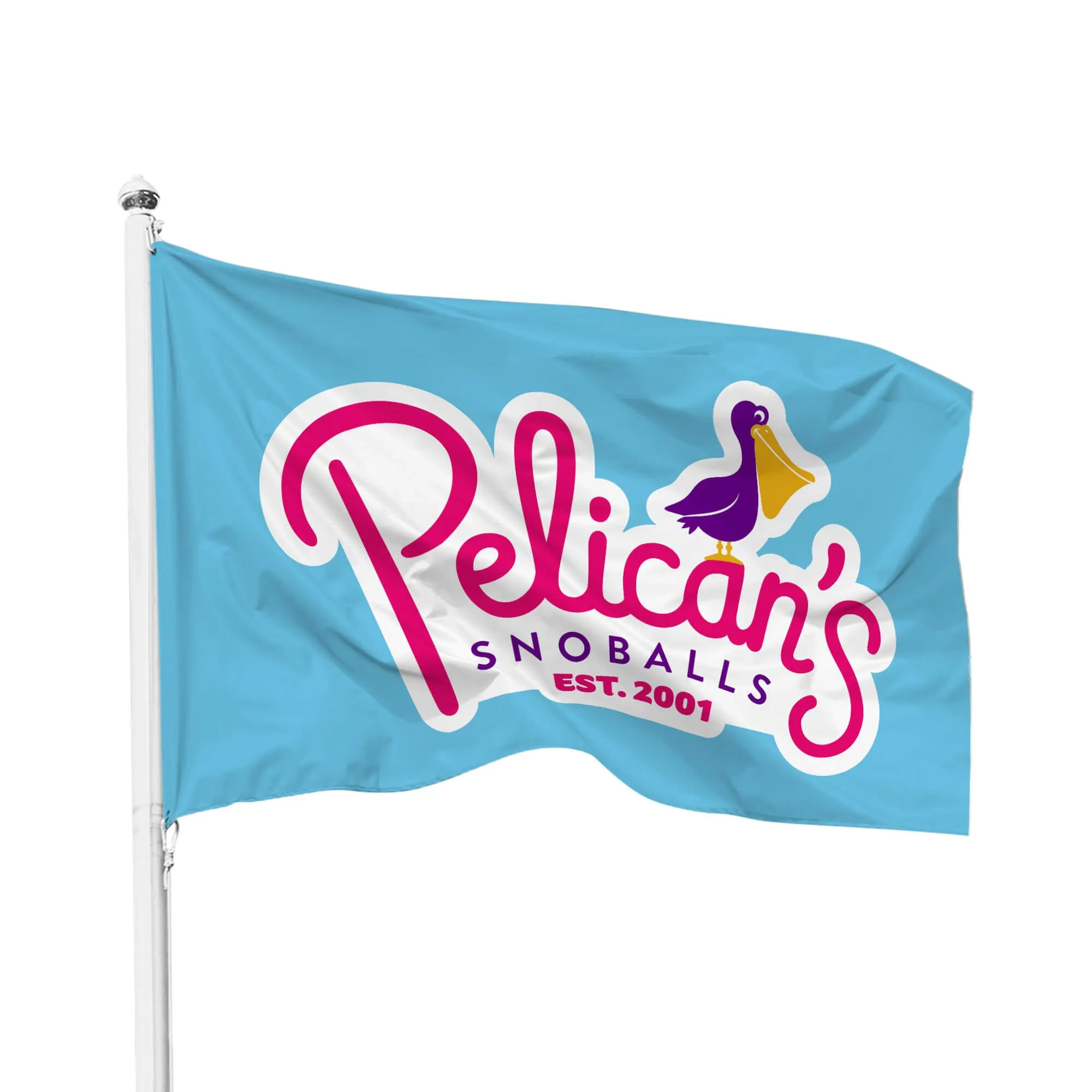 Pelican's Snoballs Pole Flag - 3ft X 5ft