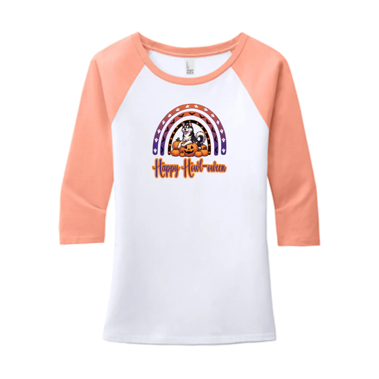 Siberian Husky Howl-oween  DM136L District ® Women’s Perfect Tri ® 3/4-Sleeve Raglan