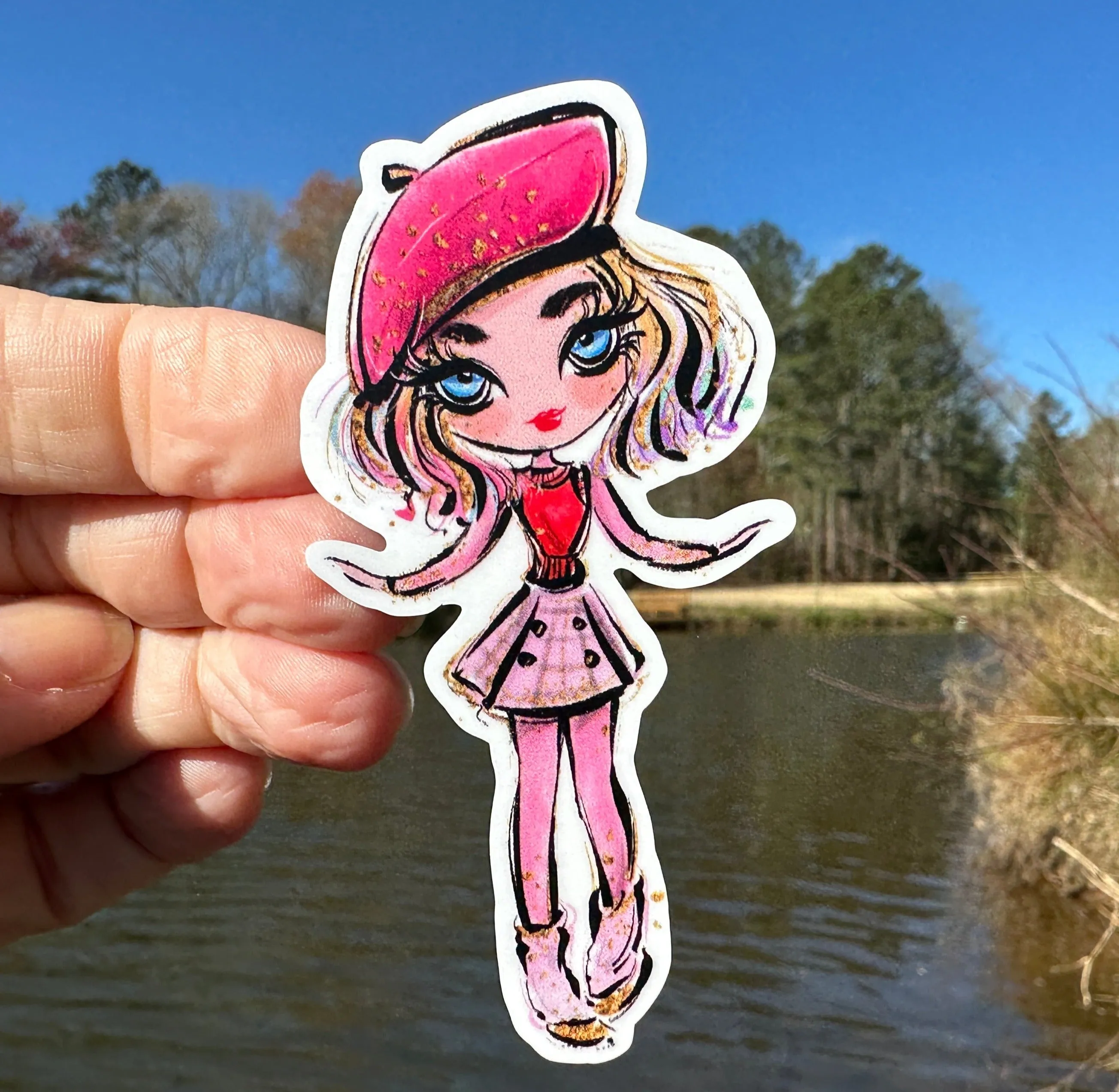 Sticker | 69E | Rainbow Girl | Waterproof Vinyl Sticker | White | Clear | Permanent | Removable | Window Cling | Glitter | Holographic