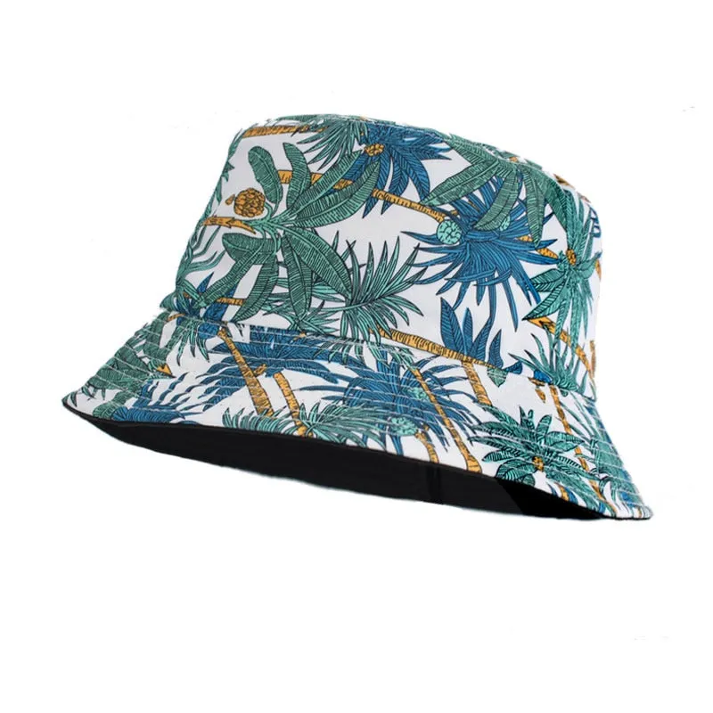 Summer Fisherman Hat Reversible Men Bucket Hats For Women Cap Bob Panama Female Hip Hop Bucket Cap Vintage Printed Fishing Hat