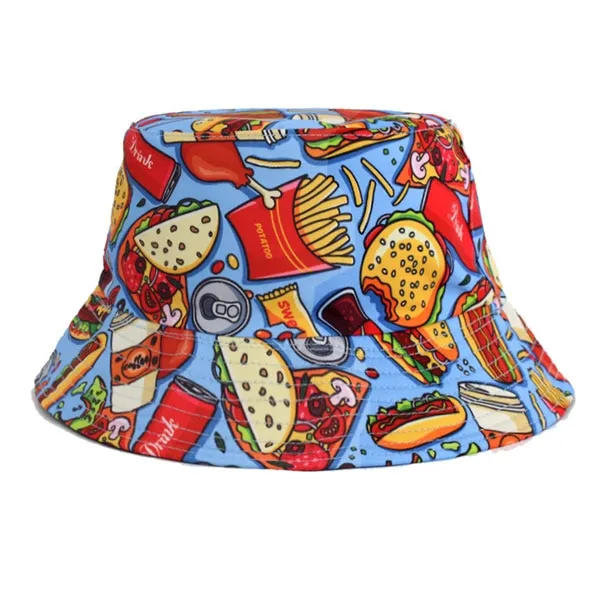 Summer Fisherman Hat Reversible Men Bucket Hats For Women Cap Bob Panama Female Hip Hop Bucket Cap Vintage Printed Fishing Hat