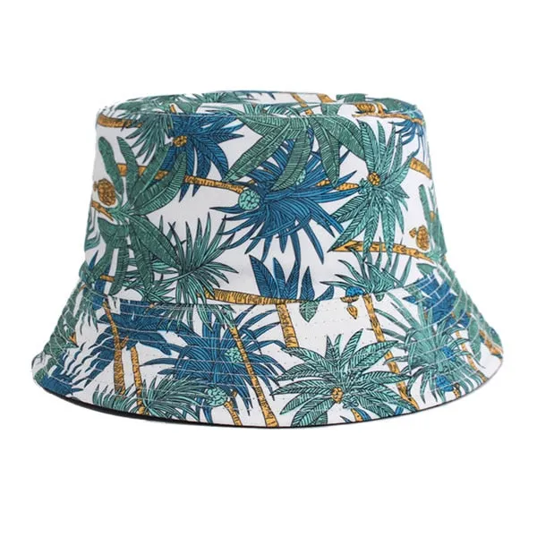 Summer Fisherman Hat Reversible Men Bucket Hats For Women Cap Bob Panama Female Hip Hop Bucket Cap Vintage Printed Fishing Hat