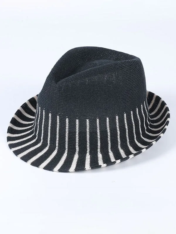 Sun-Protection Short Brim Striped Woven Fisherman Hat Hats&Caps