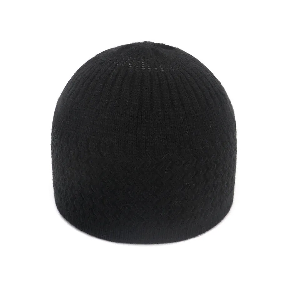 Unisex Acrylic Knitted Beanie Cap - Soft, Warm, Wavy Jacquard Dome Design - Ideal Gift for Spring and Autumn, Muslim Pullover Style, Casual Wear for Men and Women