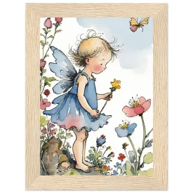 Vampire Art Fairy Garden Classic Semi-Glossy Paper Wooden Framed Poster - Yellow Flower